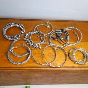 Elegant Silver Hoop Earrings Set